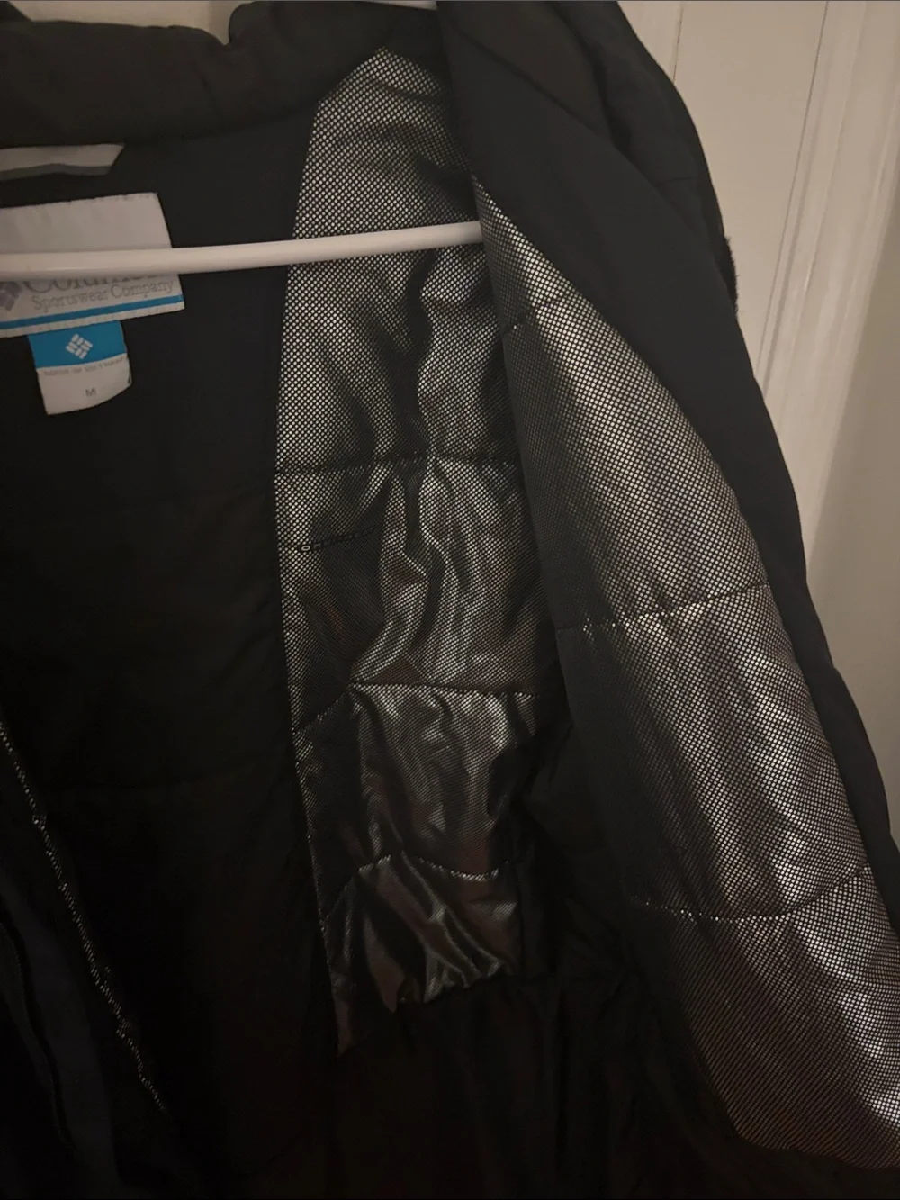 Columbia Men's Black Hooded Insulated Rain Jacket